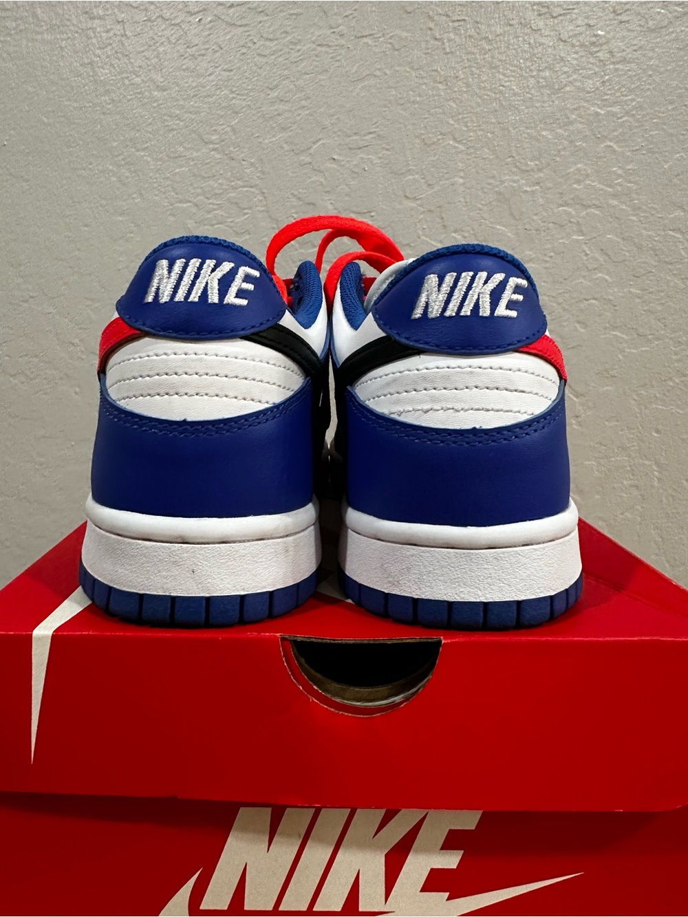 Nike Dunk Low (GS) in White, Blue & Crimson - Picture 6 of 6